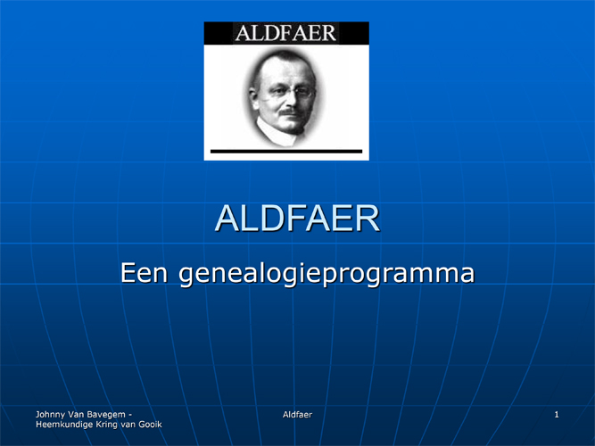Kaft van Aldfaer, een genealogieprogramma
