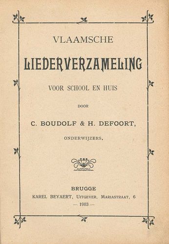Kaft van Vlaamse liederverzameling voor school en huis