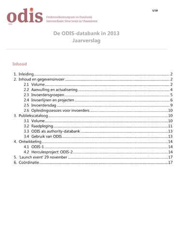 Kaft van ODIS databank 2013