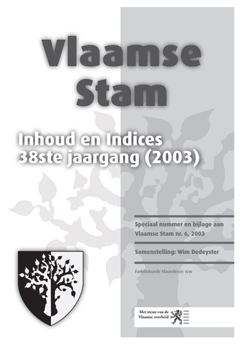 Kaft van Vlaamse Stam 2003