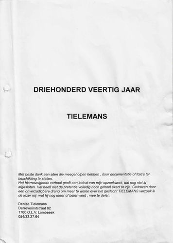 Kaft van 340 jaar TIELEMANS