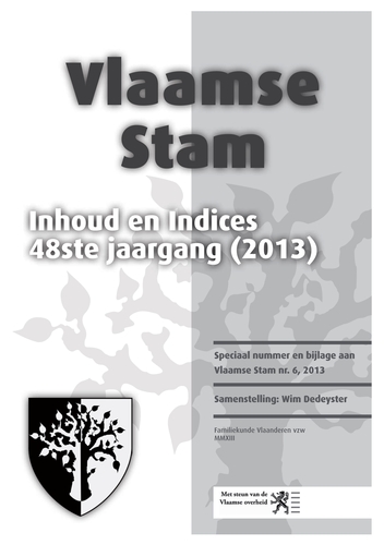 Kaft van Vlaamse Stam 2013