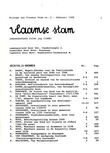 Kaft van Vlaamse Stam 1988