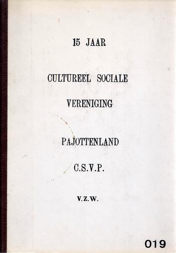 Kaft van 15 jaar cultureel sociale vereniging Pajottenland C.S.V.P. V.Z.W