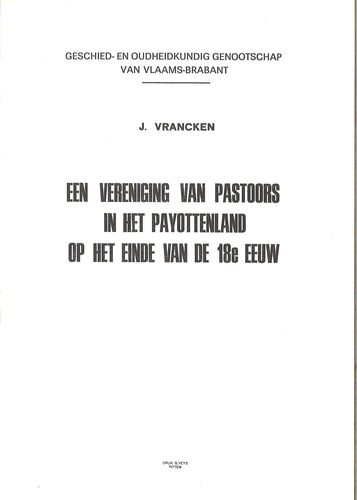 Kaft van Een vereniging van pastoors in het Payottenland op het einde van de 18e eeuw